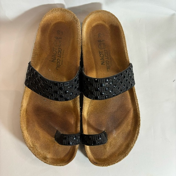 NAOT Sz 39 Nevada Sparkly Toe Loop and Gore Strap Comfort Insole Slip On Sandals - Picture 3 of 8